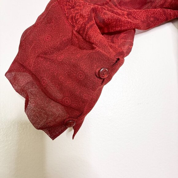 Vintage Ice Red Silk Sheer Blouse 2Piece Layered Camisole 1X Whimsigoth Romantic - Picture 6 of 14